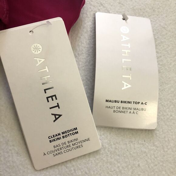 NWT Athleta Surf Blur Fuchsia Malibu Bikini Top Clean Medium Printed Bottom XS - Picture 2 of 8